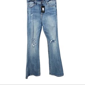 Distressed Flare Denim Jeans